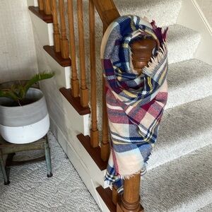 Plaid Fall Chunky Fringe Scarf